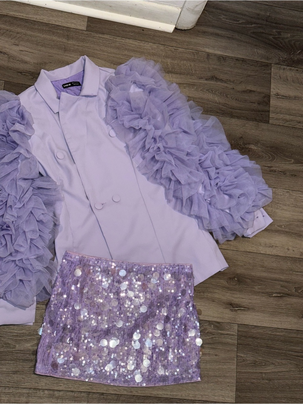 Ruffle Blazer and Sequin Skirt Set